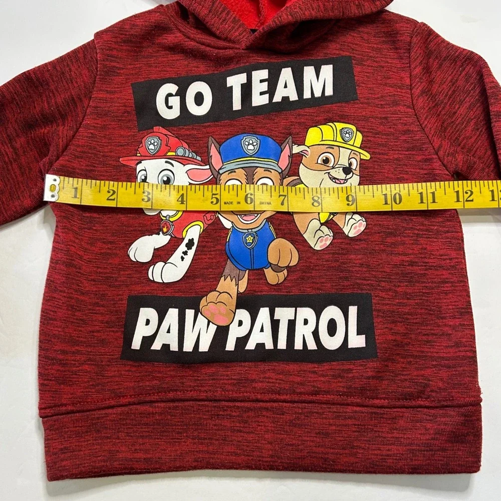 Paw Patrol Go Team Youth Kids Red Heather Graphic Hoodie Sweatshirt‎ Size 2T